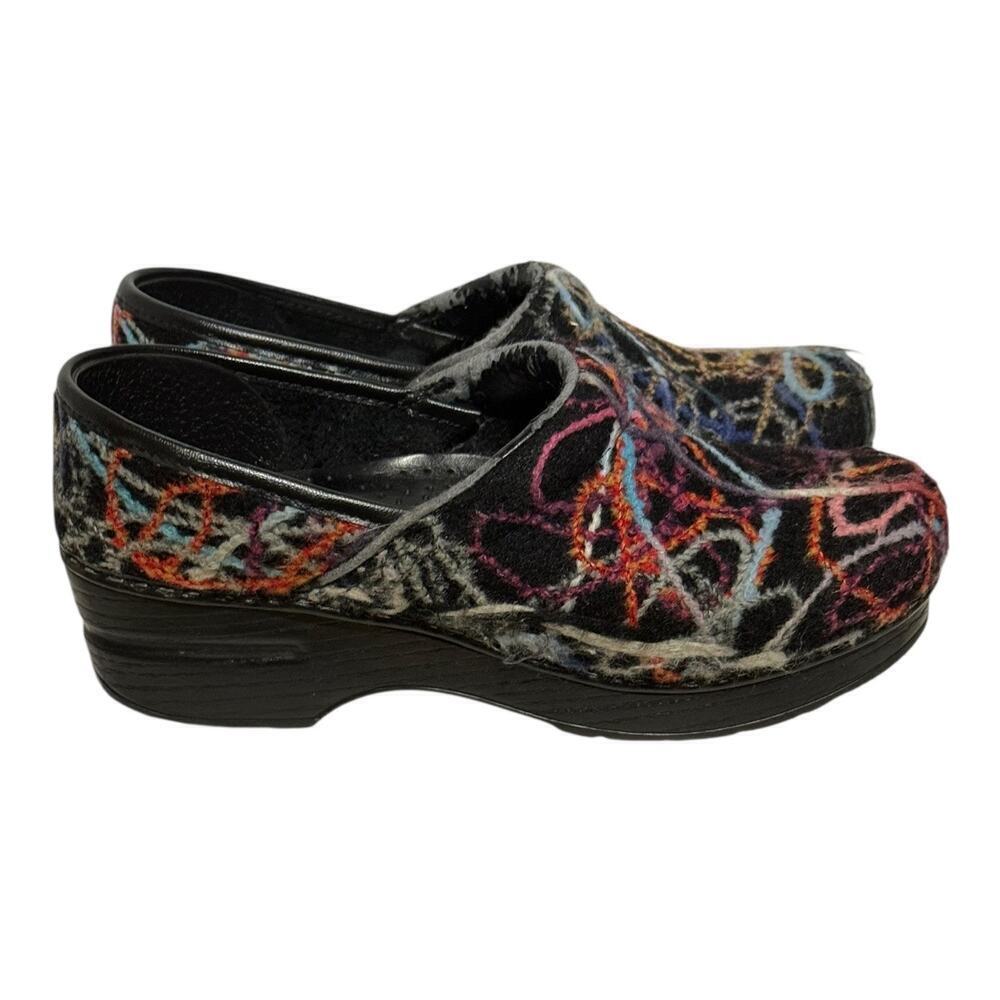 Dansko Professional Clogs Size 7 Women's Wool Multicolor Abstract Nursing Shoes